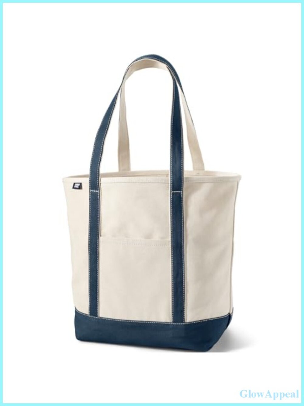 Large Cotton Canvas Tote with 5 Pockets, Long Handles, Laptop-Friendly